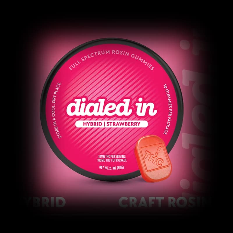 DIALED IN CLASSIC ROSIN GUMMIES 100MG STRAWBERRY (H)
