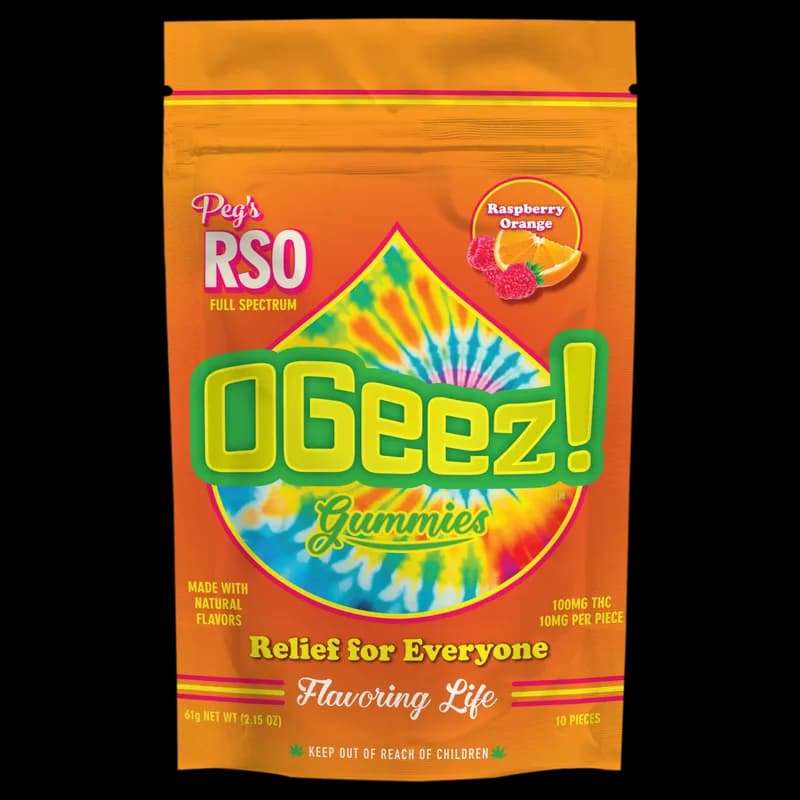 OGEEZ PEGS RASPBERRY ORANGE RSO 100 MG
