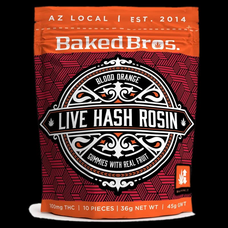 Baked Bros Rosin Gummies 100mg - Blood Orange