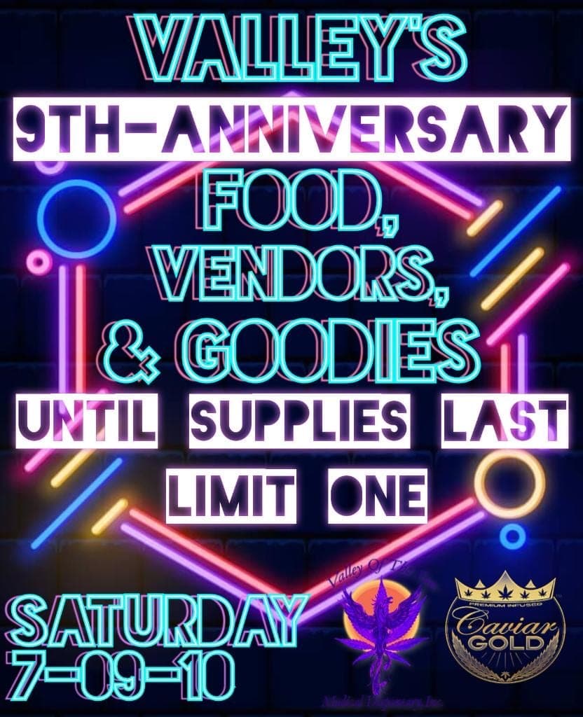 Poster for Valley of the Sun's ninth-anniversary party: food, vendors and goodies