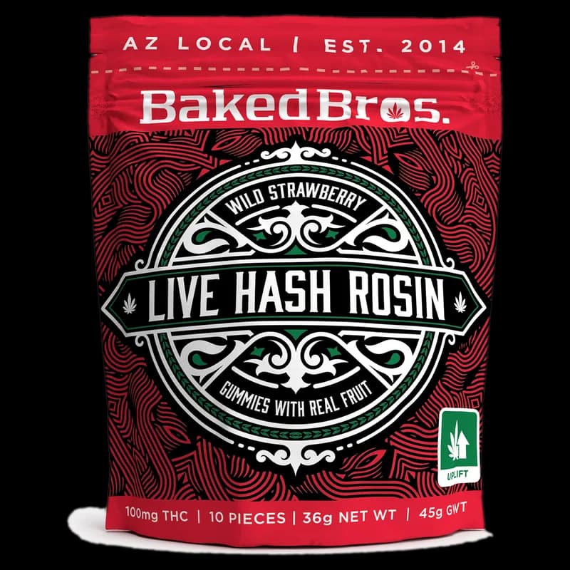 Baked Bros Rosin WILD STRAWBERRY Gummies 100mg (H) LEMONATTI